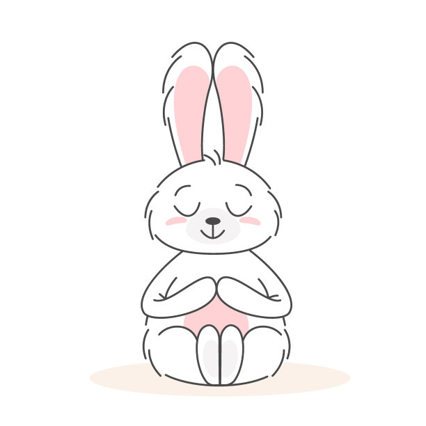 可爱的兔子，宝宝和儿童概念。快乐的复活节兔子不同姿势的卡通人物。可爱的小兔子。带花叶子的兔子。为婴儿，孩子设计海报，卡片，邀请函。向量图片下载