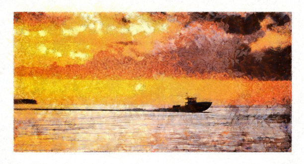 日落时的船佛罗里达州迈阿密-数字操作图片下载