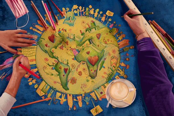 世界各地的人们分享爱，儿童的绘画图片下载