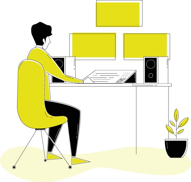 在家办公矢量素材：视频编辑工作区图片下载