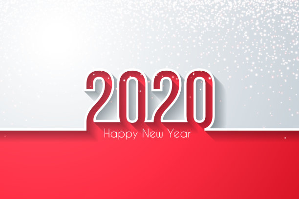 2020年新年快乐，金色闪光-白色背景图片下载