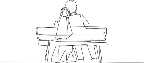 单线连续的背影拥抱图片下载