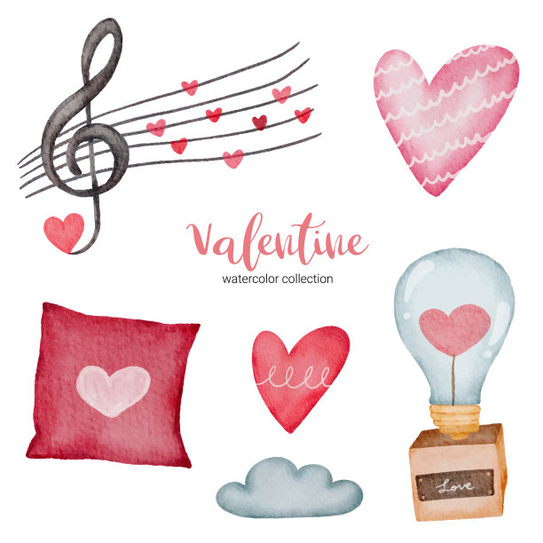 情人节布景元素音乐枕灯图片下载