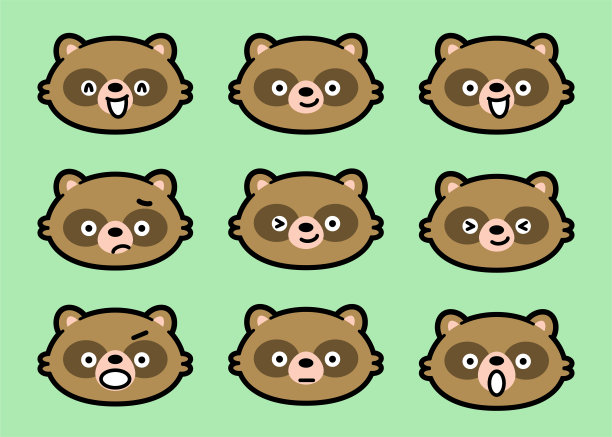 可爱的表情图标的浣熊图片下载