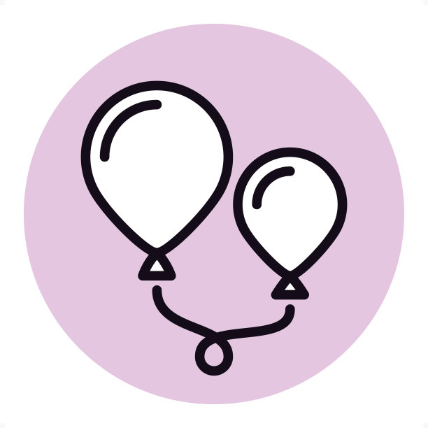 两个气球-单线颜色图标图片下载