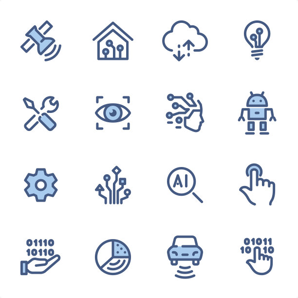 人工智能-像素完美的蓝线图标图片下载