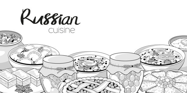俄罗斯传统食物单色物体上图片下载