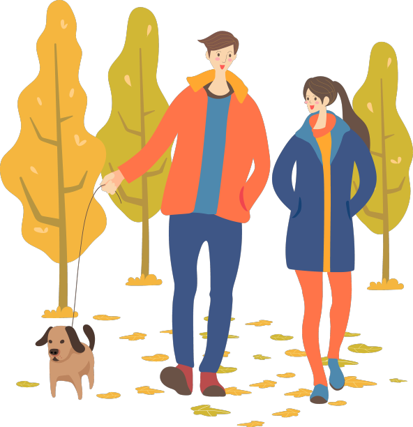 小两口走在一起画浪漫图片下载