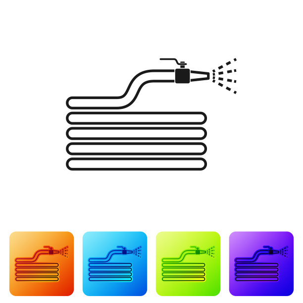 黑色花园软管或消防软管图标孤立上图片下载