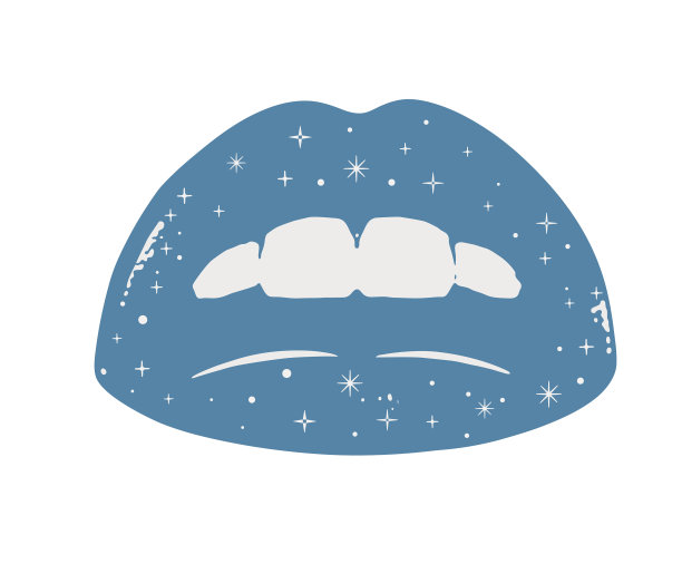 特写的女人的性感的嘴唇与星星图片下载