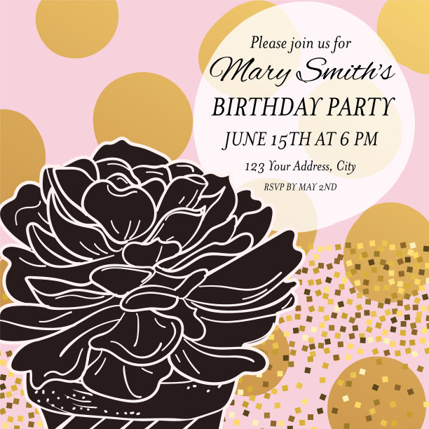 可爱的仙人掌卡片邀请模板图片下载