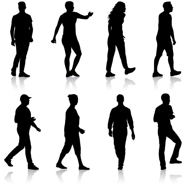 一群人站在白色的剪影上图片下载