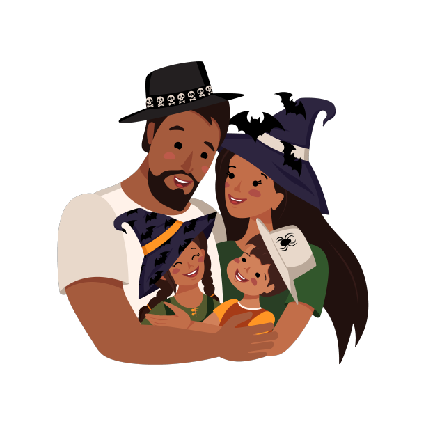 快乐的拉丁家庭盛装迎接万圣节图片下载