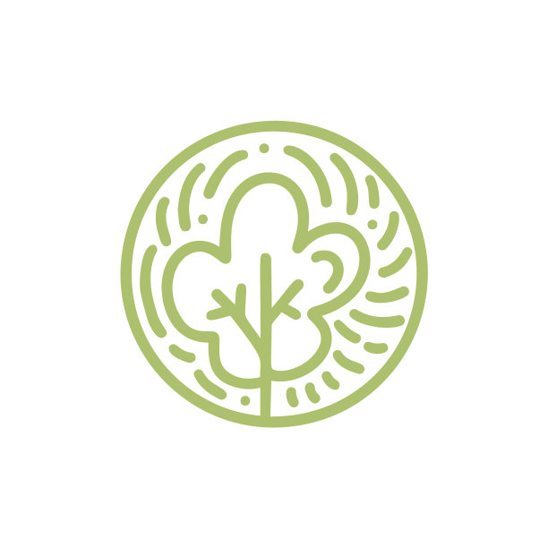 绿色线性风格圆形生物标志图片下载