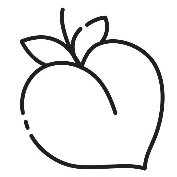 整个和切片新鲜水果桃细线图标可编辑的笔画图片下载