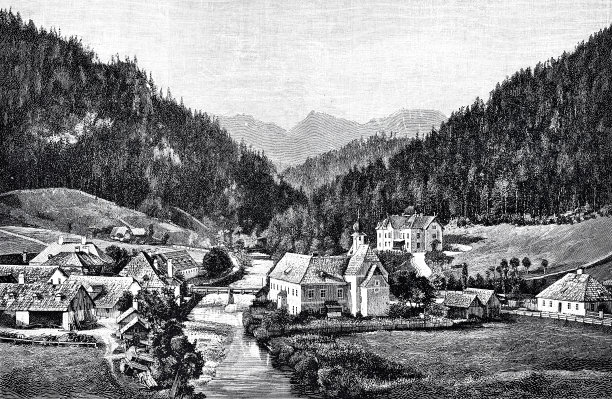 Mürzsteg，奥地利，上Mürz斯蒂里亚山谷图片下载