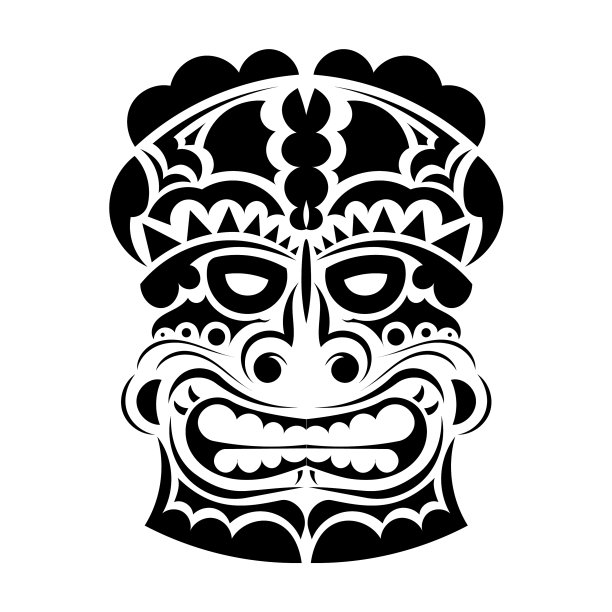 脸纹身波利尼西亚风格的毛利面具图片下载