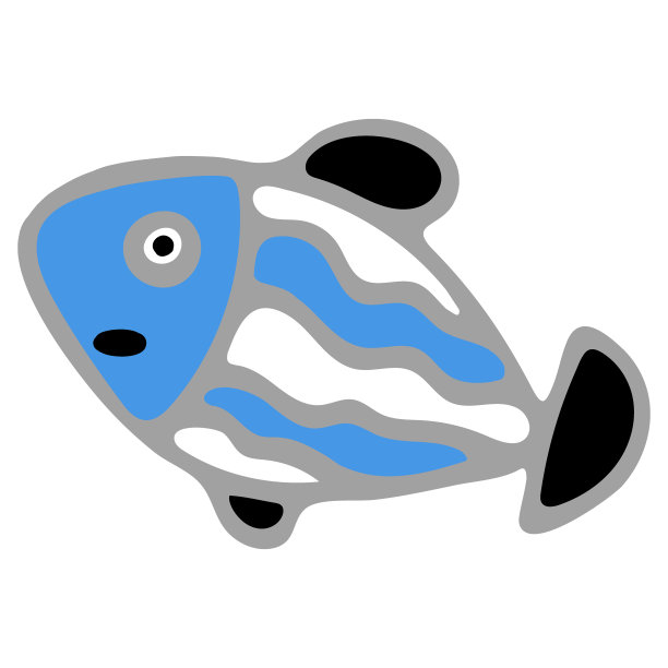 手绘彩色涂鸦鱼剪贴画隔离在白色背景上。图片下载