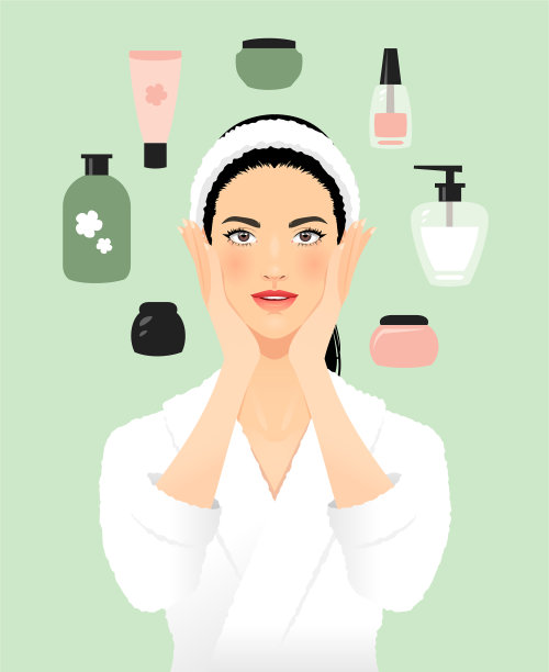 年轻女性和美容产品图片下载