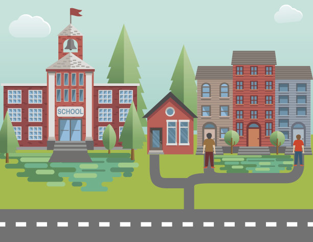 回到学校概念在平面风格图片下载