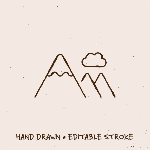 带有可编辑笔触的手绘山线图标图片下载