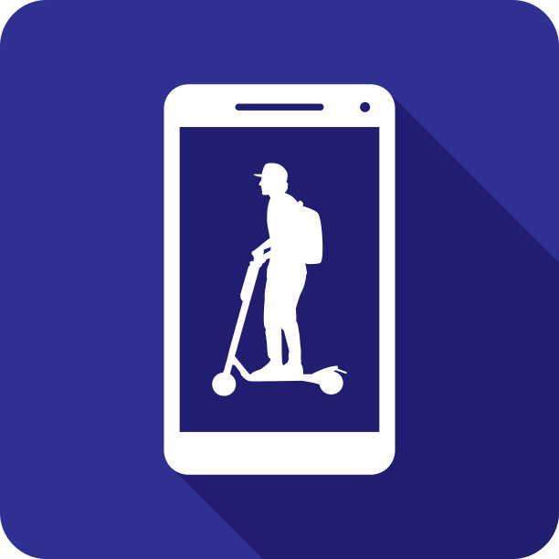 男子骑摩托车智能手机图标剪影图片下载