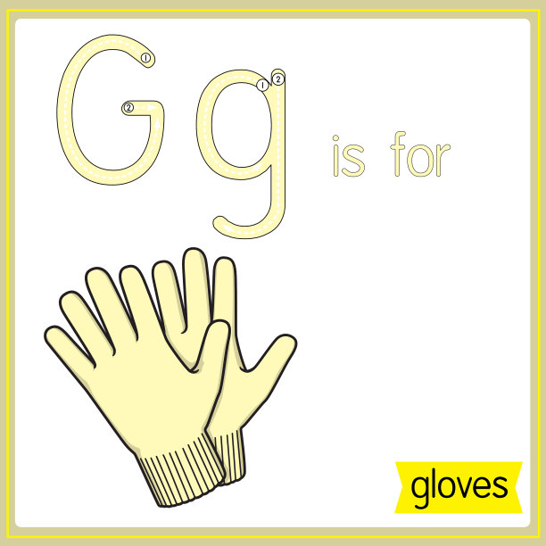 矢量插图学习字母为儿童与卡通形象。字母G代表手套。图片下载