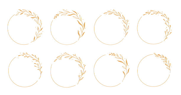 金色圈框，优雅花环圆边图片下载