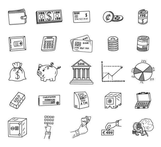 银行和金融涂鸦集图片下载