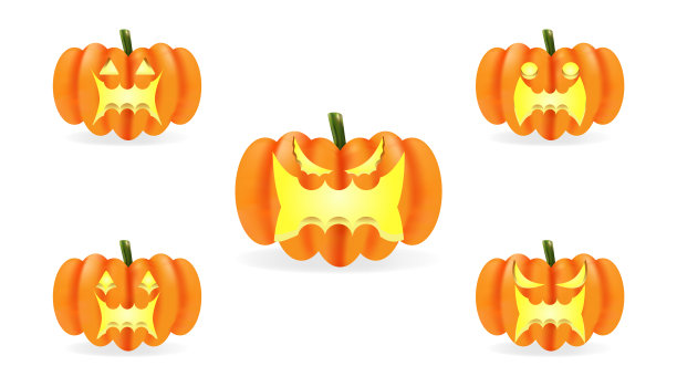 逼真的万圣节南瓜图标图片下载