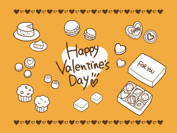 情人节手绘插画套装图片下载