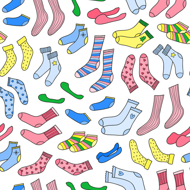 无缝图案与涂鸦袜子图片下载