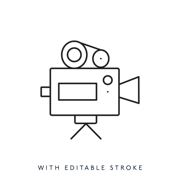 摄像机线路图标。可编辑的中风图片下载