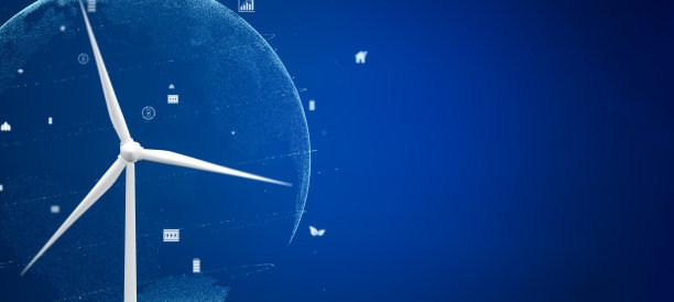 风力涡轮机生态技术概念与绿色环境图标，可再生能源产生的替代电源，创新的风车可持续发展背景3D插图图片下载