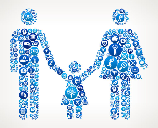 家庭金钱蓝色图标图案背景图片下载