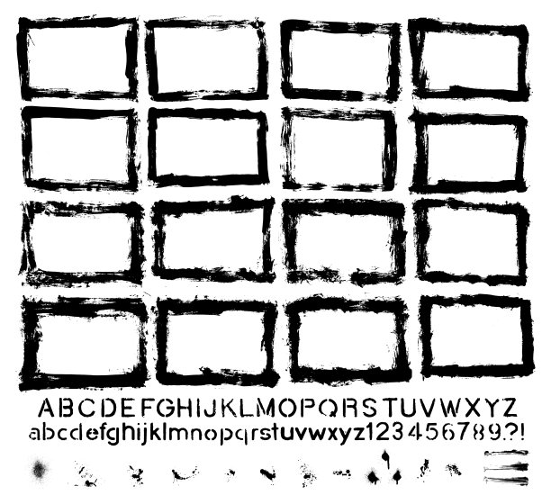 矢量手绘纹理边界和油漆喷溅集:艺术家自己的收藏图片下载