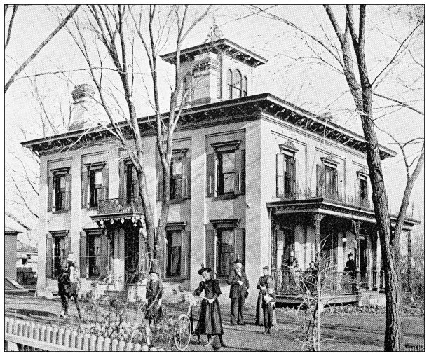 来自堪萨斯州劳伦斯的古董照片，1898年:住宅建筑外观图片下载