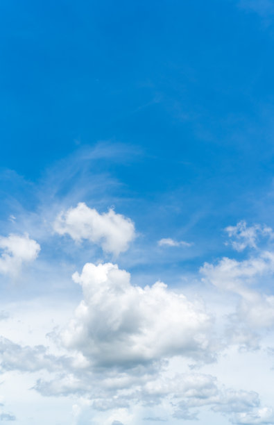蓝色的天空背景与微小的云。阴森生动的青色景观在环境日地平线天际线看春风图片下载