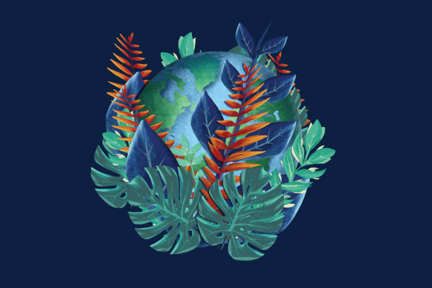 地球被树叶覆盖着图片下载