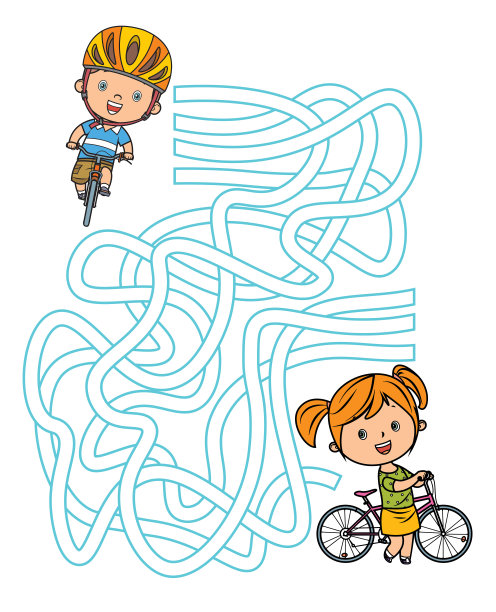 麦子，骑自行车的快乐小孩图片下载