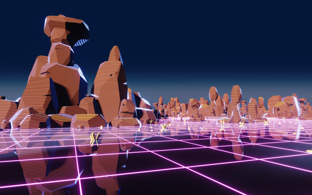 黑暗空旷的星球，复古风格的背景，3d渲染。图片下载