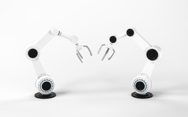 白色背景机械臂，3d渲染。图片下载