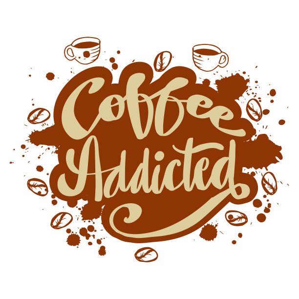 咖啡上瘾的笔迹。口号的概念。图片下载