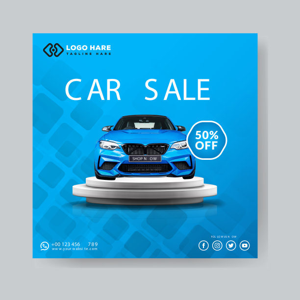汽车销售横幅社交媒体发布模板图片下载
