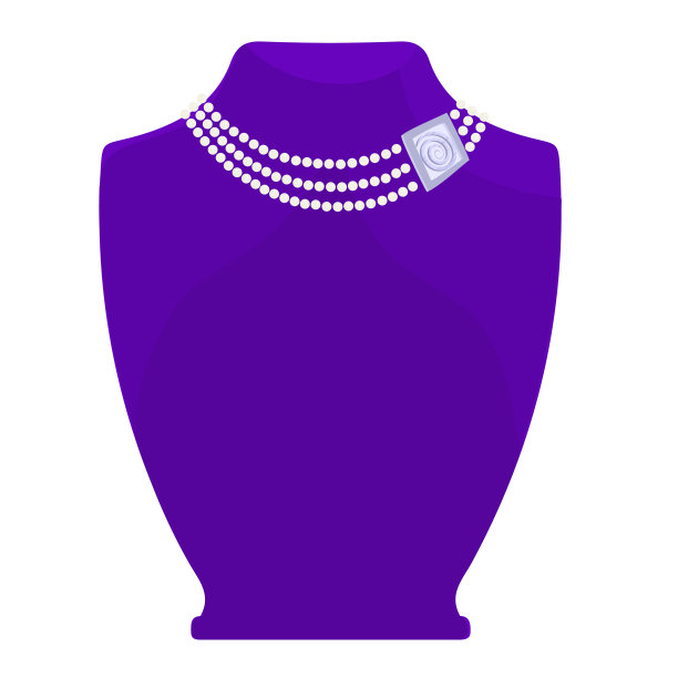 时髦的项链-珍珠和银。暴露在紫罗兰色的人体模型上图片下载