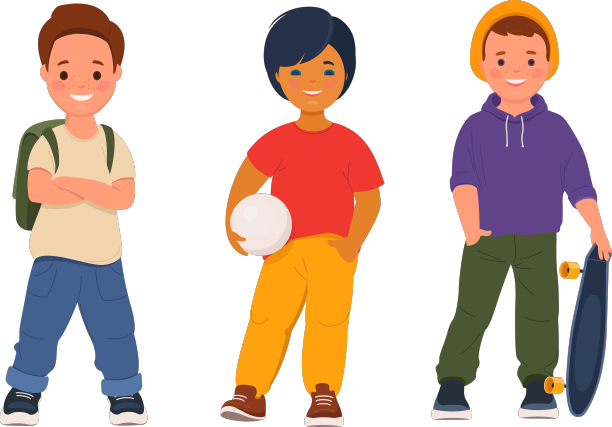 三个可爱微笑的男孩穿着休闲的衣服图片下载