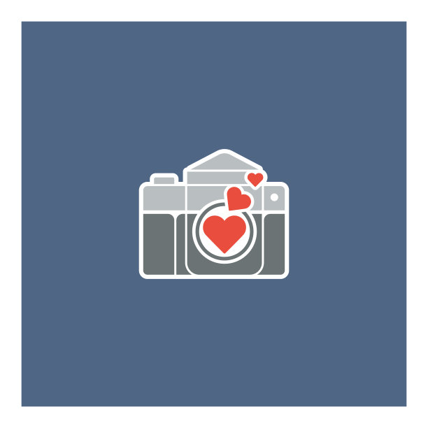 带爱心符号的相机矢量素材图片下载