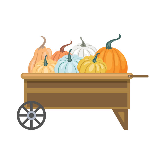 街头摊位，节日，集市或食品车装满了秋天的南瓜图片下载