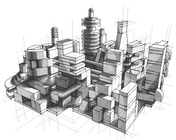 建筑由白色塑料块。图片下载
