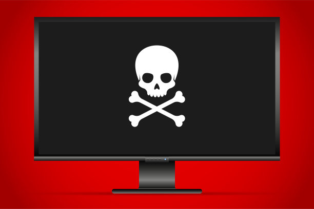 屏幕上的骷髅，黑客，病毒，危险....图片下载